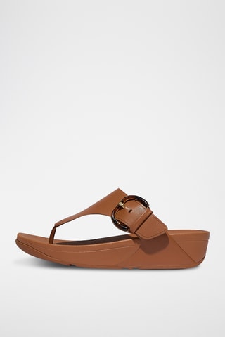Tongs compensées en cuir Lulu - Marron