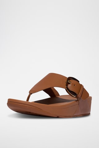 Tongs compensées en cuir Lulu - Marron