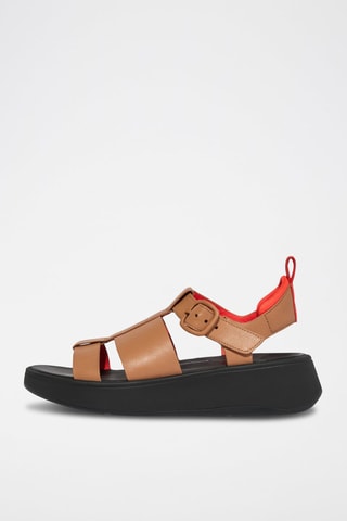 Sandales compensées en cuir F-Mode - Marron