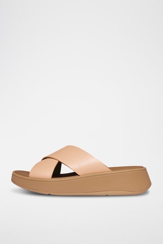 Mules compensées en cuir F-Mode - Beige