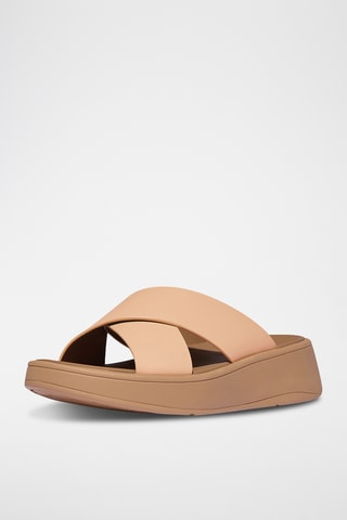 Mules compensées en cuir F-Mode - Beige