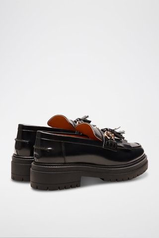 Mocasines de piel con plataforma Fiona  - Negro
