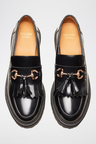 Mocasines de piel con plataforma Fiona  - Negro