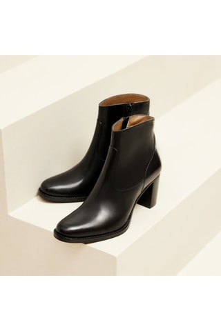 Botines de piel Ava  - Negro