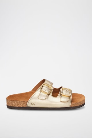 Sandalias de piel y nobuk Giverny - Dorado