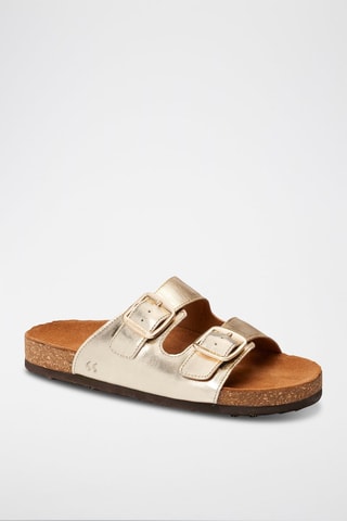 Sandalias de piel y nobuk Giverny - Dorado