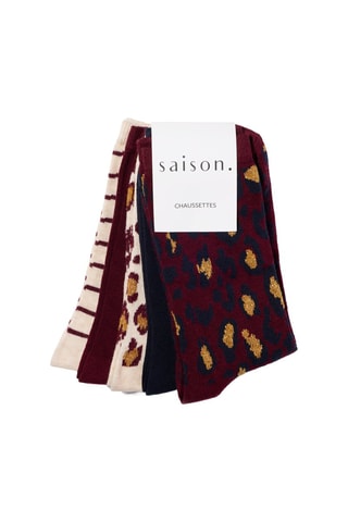 5 pares de calcetines   - Beige, marrón y rojo