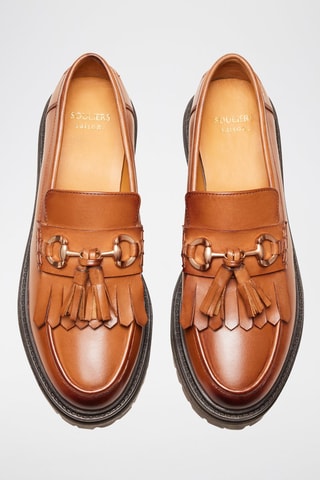 Mocasines de piel con plataforma Fiona  - Camel