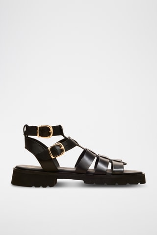 Romanas de piel de tacón Jeannette - Negro