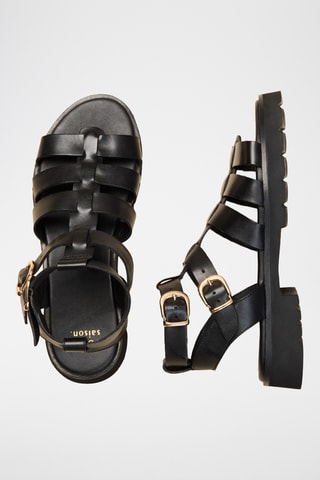 Romanas de piel de tacón Jeannette - Negro