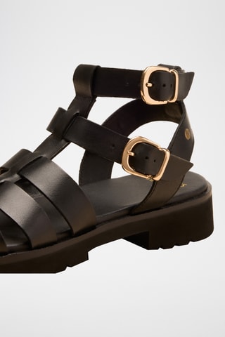Romanas de piel de tacón Jeannette - Negro