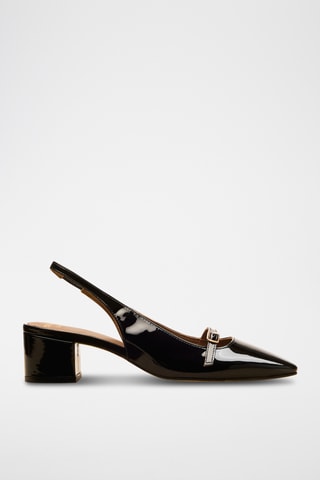 Zapatos de piel de charol de tacón Annick - Negro