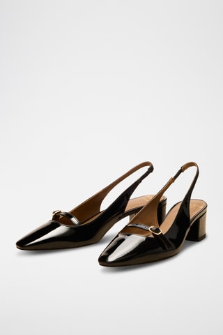 Zapatos de piel de charol de tacón Annick - Negro