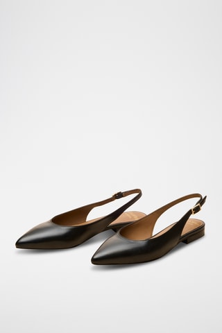 Bailarinas de piel de tacón Séraphine - Negro