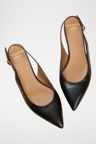 Bailarinas de piel de tacón Séraphine - Negro