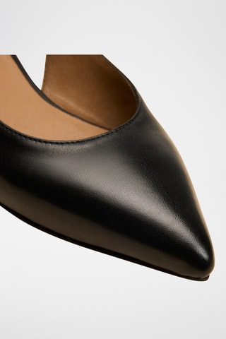 Bailarinas de piel de tacón Séraphine - Negro
