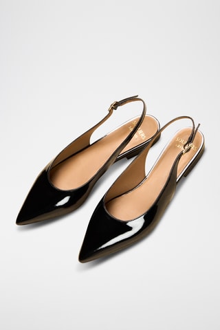 Bailarinas de piel de charol de tacón Séraphine - Negro