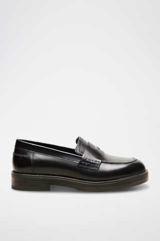 Mocasines de piel de tacón Lolita - Negro