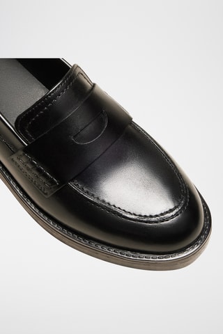 Mocasines de piel de tacón Lolita - Negro