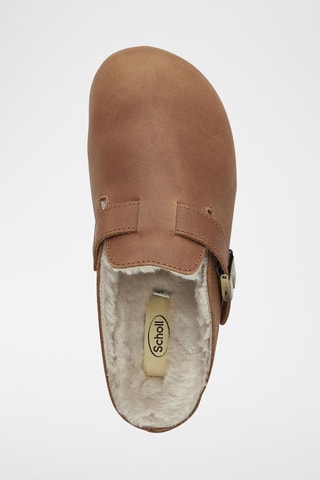 Sabots fourrés en cuir Grace Camel