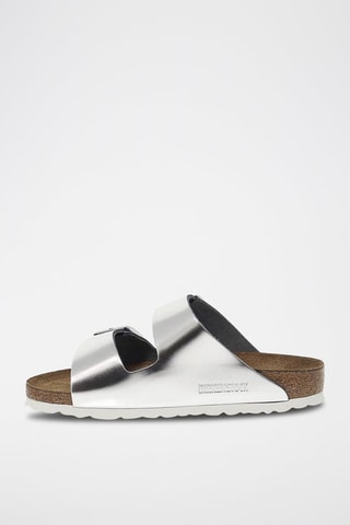 Mules en cuir Argenté