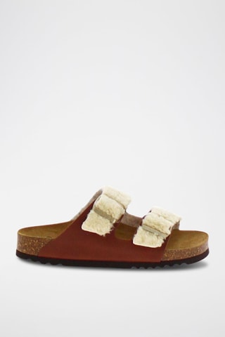 Mules Josephine Rouge brique et beige