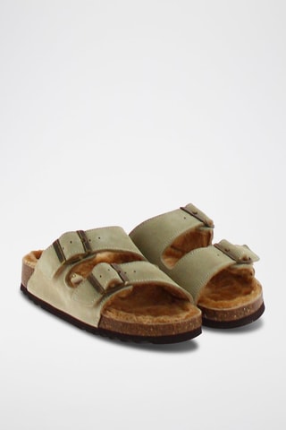 Mules fourrées en nubuck Josephine - Beige