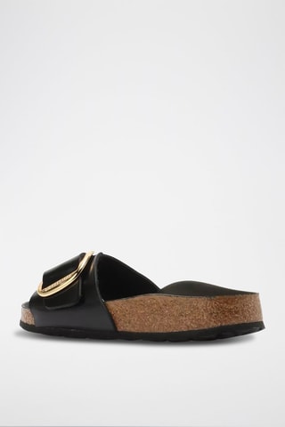 Mules en cuir Madrid Big Buckle  - Noir