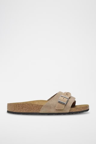 Mules compensées en velours - Beige