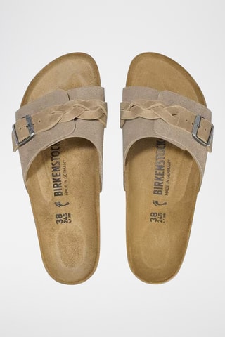 Mules compensées en velours - Beige