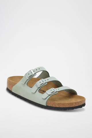 Mules en cuir nubuck - Gris