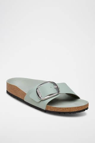 Mules compensées en cuir - Vert clair