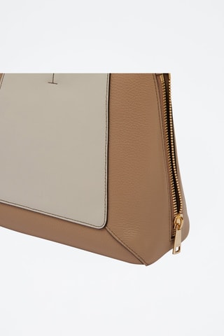Sac à main en cuir de veau - Beige et écru
