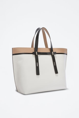 Sac à main en cuir de veau - Blanc et beige