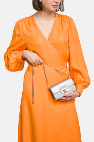 Sac bandoulière en cuir de veau Venere - Argenté