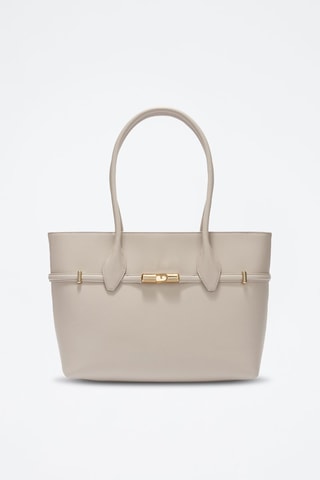 Cabas en cuir Goccia - Taille L - Ecru