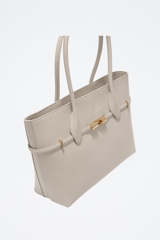 Cabas en cuir Goccia - Taille L - Ecru