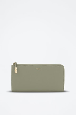Portefeuille en cuir Goccia - Taille L - Vert sauge