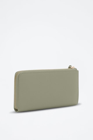 Portefeuille en cuir Goccia - Taille L - Vert sauge