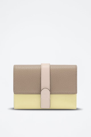 Portefeuille en cuir Grazia - Beige et jaune