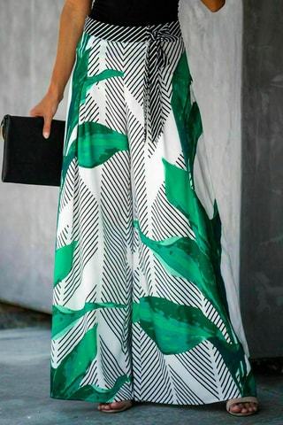 Pantalon palazzo - Blanc, noir, bleu et vert