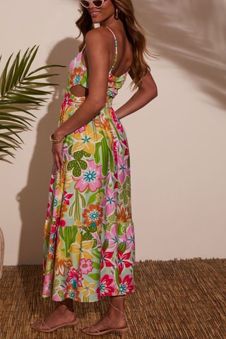 Robe longue - Rose, rouge et vert
