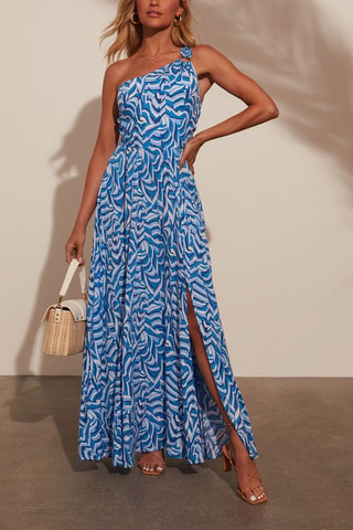 Robe longue - Blanc et bleu