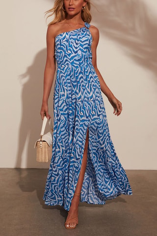 Robe longue - Blanc et bleu