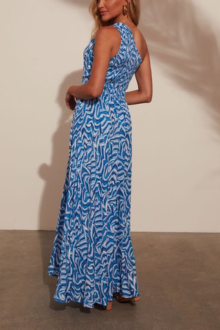 Robe longue - Blanc et bleu