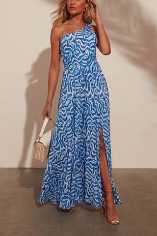 Robe longue - Blanc et bleu