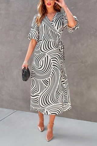 Robe midi - Blanc et noir