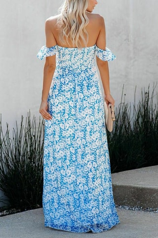 Robe longue - Blanc et bleu