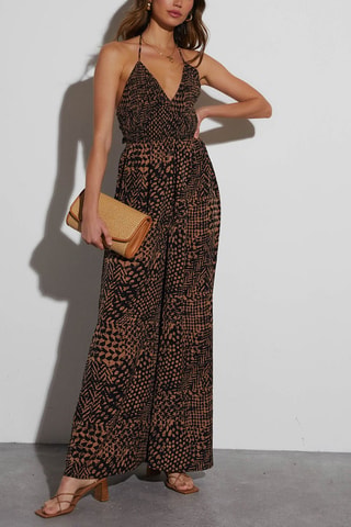 Robe longue - Noir et marron