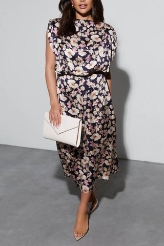 Robe midi - Bleu et rose